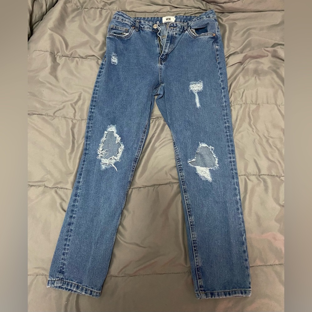 Mid Wash Ripped Jeans